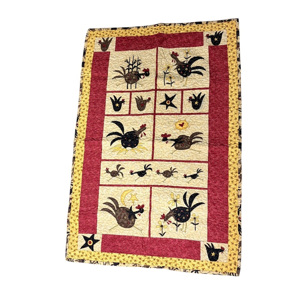 "Do The Funky Chicken "by Sandy Gervais for Moda Novelty Chicken Quilt 25x31"
